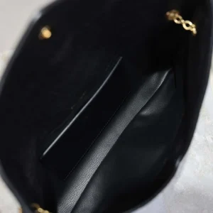 Saint Laurent YSL Women Cassandre Pouch On Chain In Lambskin Black 29cm