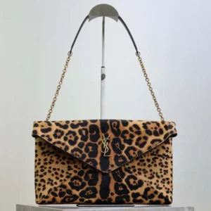 Saint Laurent YSL Women Cassandre Pouch On Chain In Pony Hair Leather 29cm