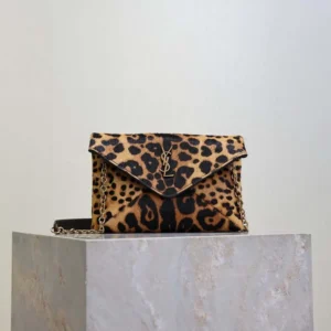 Saint Laurent YSL Women Cassandre Small Chain Pouch In Pony Hair Leather