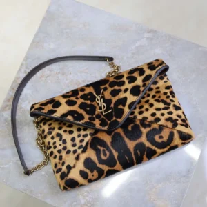 Saint Laurent YSL Women Cassandre Small Chain Pouch In Pony Hair Leather