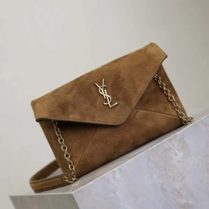 Saint Laurent YSL Women Cassandre Small Chain Pouch In Suede