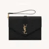 Saint Laurent YSL Women Envelope Flap Pouch In Mix Matelassé Grain De Poudre Leather Black 11 Saint Laurent YSL Women Envelope Flap Pouch In Mix Matelassé Grain De Poudre Leather Black