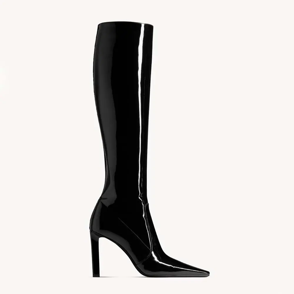 Saint Laurent YSL Women Francoise Boots In Smooth Leather Black