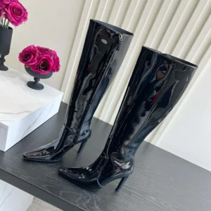 Saint Laurent YSL Women Francoise Boots In Smooth Leather Black