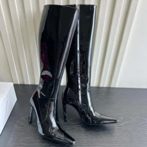 Saint Laurent YSL Women Francoise Boots In Smooth Leather Black