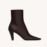 Saint Laurent YSL Women Jill Booties In Smooth Leather Bordeaux