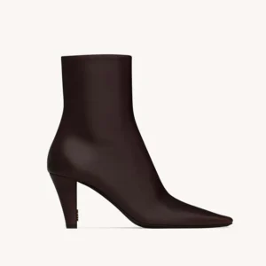 Saint Laurent YSL Women Jill Booties In Smooth Leather Bordeaux
