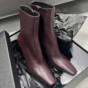 Saint Laurent YSL Women Jill Booties In Smooth Leather Bordeaux