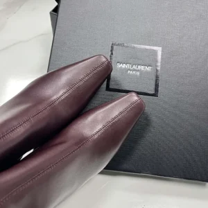 Saint Laurent YSL Women Jill Booties In Smooth Leather Bordeaux