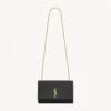 Saint Laurent YSL Women Kate Medium In Grain De Poudre Embossed Leather Black