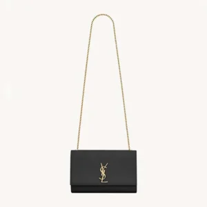 Saint Laurent YSL Women Kate Medium In Grain De Poudre Embossed Leather Black