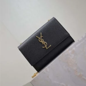 Saint Laurent YSL Women Kate Medium In Grain De Poudre Embossed Leather Black