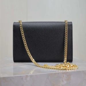 Saint Laurent YSL Women Kate Medium In Grain De Poudre Embossed Leather Black