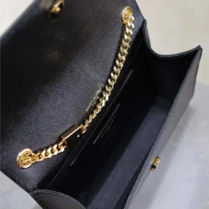 Saint Laurent YSL Women Kate Medium In Grain De Poudre Embossed Leather Black