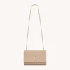 Saint Laurent YSL Women Kate Medium In Grain De Poudre Embossed Leather-Dark Beige