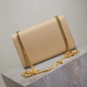 Saint Laurent YSL Women Kate Medium In Grain De Poudre Embossed Leather-Dark Beige