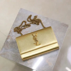 Saint Laurent YSL Women Kate Small In Metallic Leather