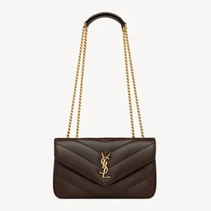 Saint Laurent YSL Women Loulou Small in Matelasse Lambskin Deep Hickory