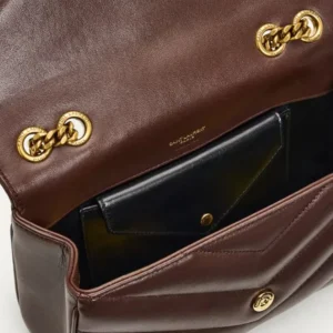 Saint Laurent YSL Women Loulou Small in Matelasse Lambskin Deep Hickory