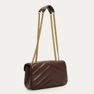 Saint Laurent YSL Women Loulou Small in Matelasse Lambskin Deep Hickory