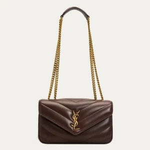 Saint Laurent YSL Women Loulou Small in Matelasse Lambskin Deep Hickory
