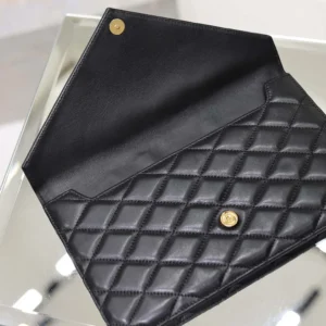 Saint Laurent YSL Women Paris Pouch In Lambskin Black