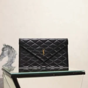 Saint Laurent YSL Women Paris Pouch In Lambskin Black