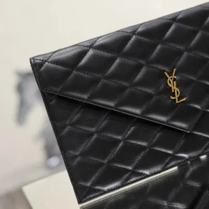 Saint Laurent YSL Women Paris Pouch In Lambskin Black