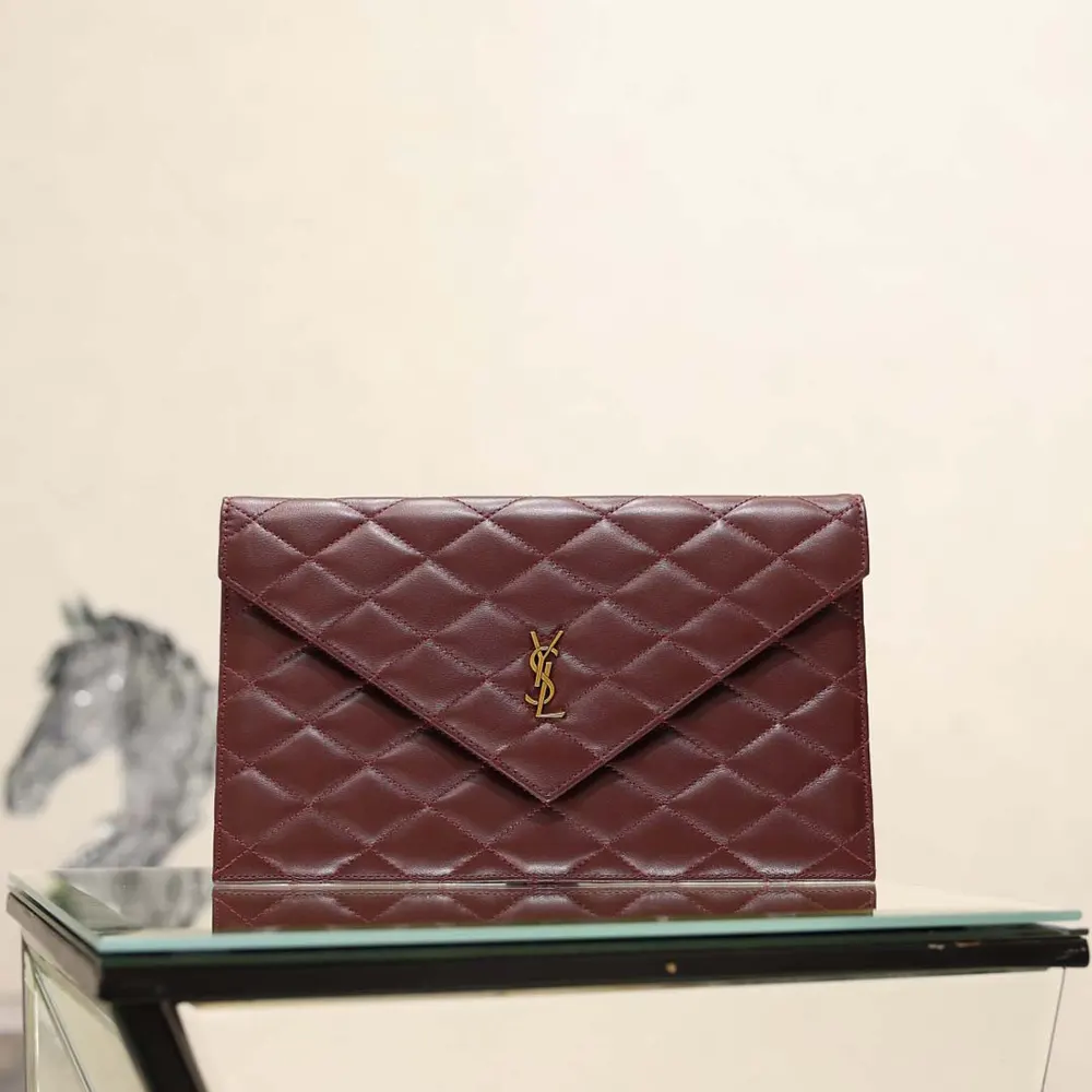 Saint Laurent YSL Women Paris Pouch In Lambskin Rouge Cabernet 2 Saint Laurent YSL Women Paris Pouch In Lambskin Rouge Cabernet