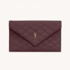 Saint Laurent YSL Women Paris Pouch In Lambskin Rouge Cabernet