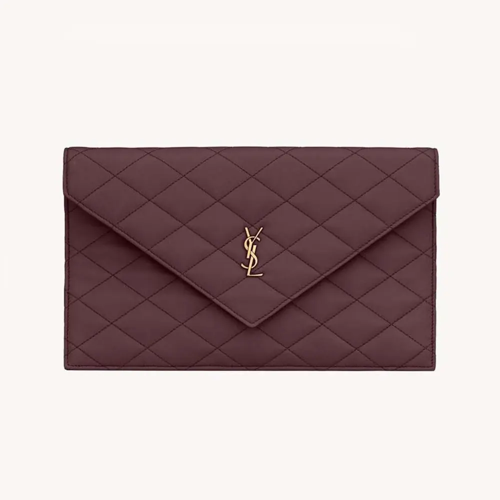 Saint Laurent YSL Women Paris Pouch In Lambskin Rouge Cabernet 1 Saint Laurent YSL Women Paris Pouch In Lambskin Rouge Cabernet