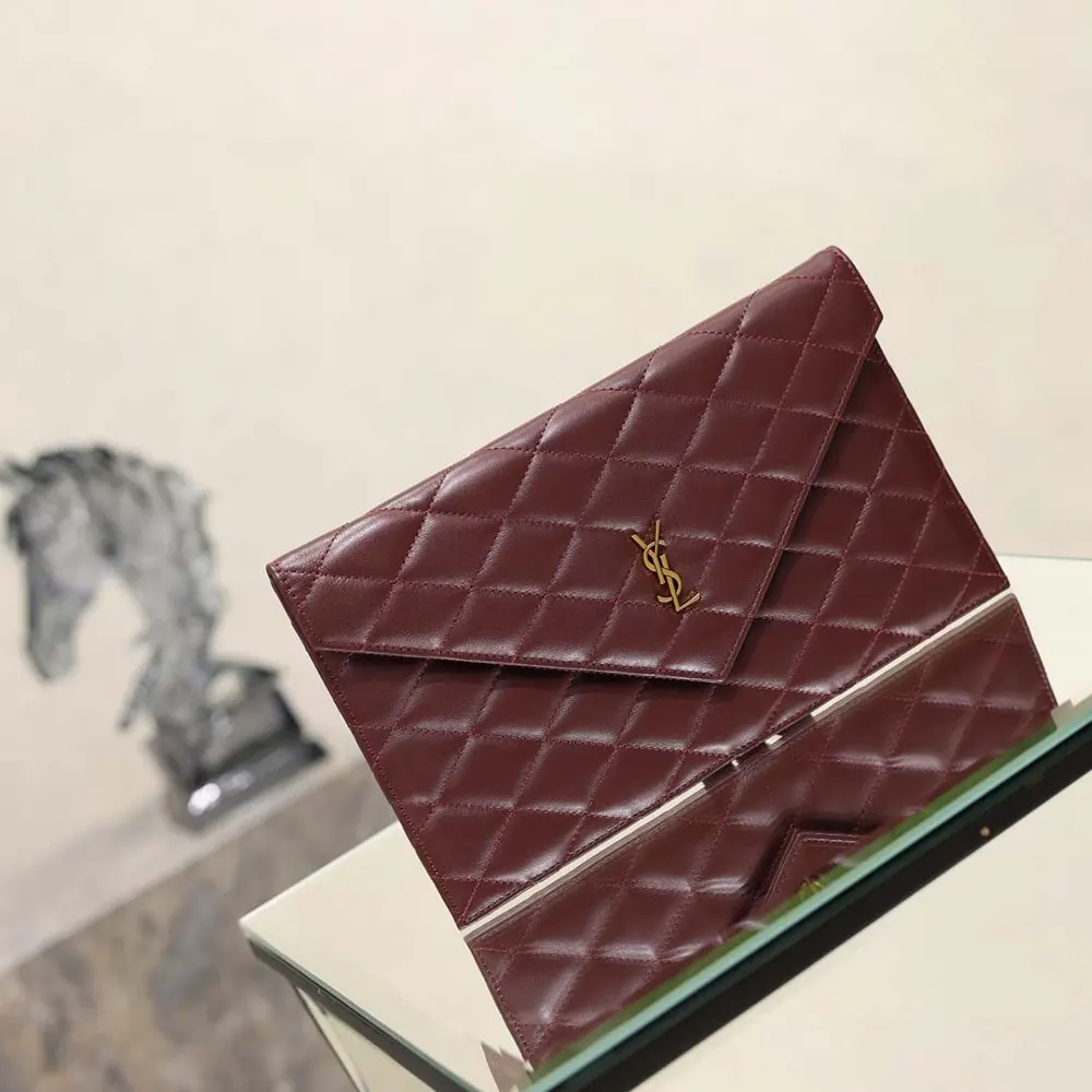 Saint Laurent YSL Women Paris Pouch In Lambskin Rouge Cabernet 3 Saint Laurent YSL Women Paris Pouch In Lambskin Rouge Cabernet