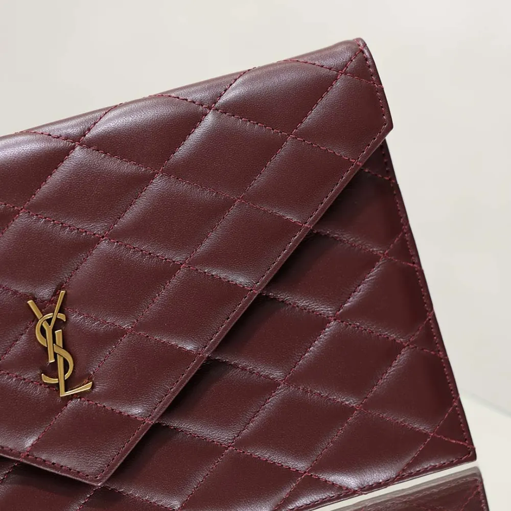 Saint Laurent YSL Women Paris Pouch In Lambskin Rouge Cabernet 9 Saint Laurent YSL Women Paris Pouch In Lambskin Rouge Cabernet