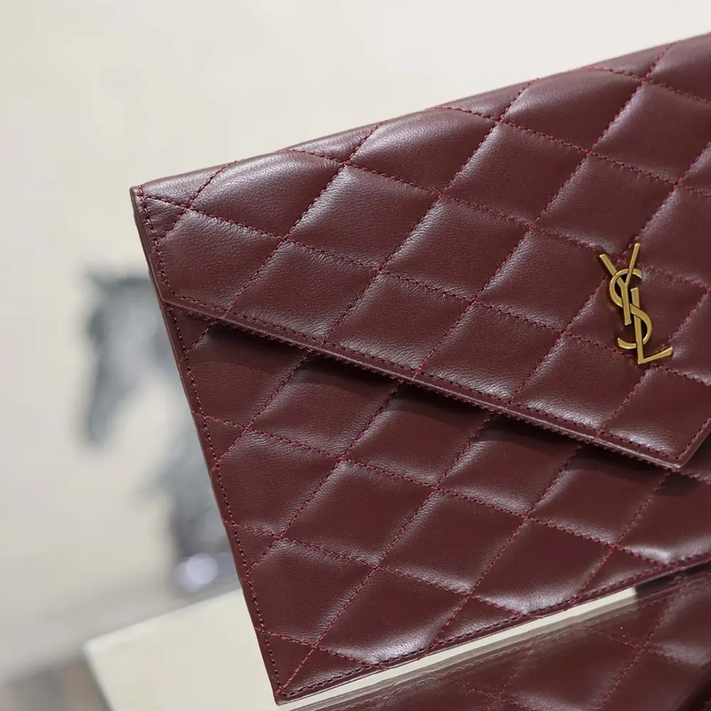 Saint Laurent YSL Women Paris Pouch In Lambskin Rouge Cabernet 8 Saint Laurent YSL Women Paris Pouch In Lambskin Rouge Cabernet