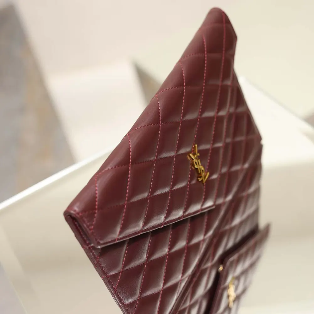 Saint Laurent YSL Women Paris Pouch In Lambskin Rouge Cabernet 7 Saint Laurent YSL Women Paris Pouch In Lambskin Rouge Cabernet