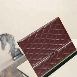 Saint Laurent YSL Women Paris Pouch In Lambskin Rouge Cabernet