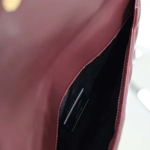 Saint Laurent YSL Women Paris Pouch In Lambskin Rouge Cabernet
