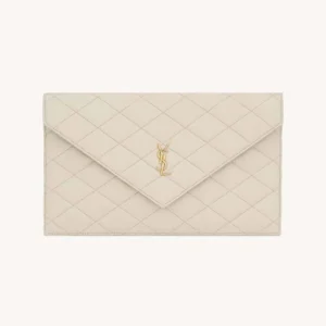 Saint Laurent YSL Women Paris Pouch In Lambskin White