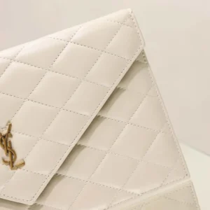 Saint Laurent YSL Women Paris Pouch In Lambskin White