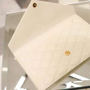 Saint Laurent YSL Women Paris Pouch In Lambskin White