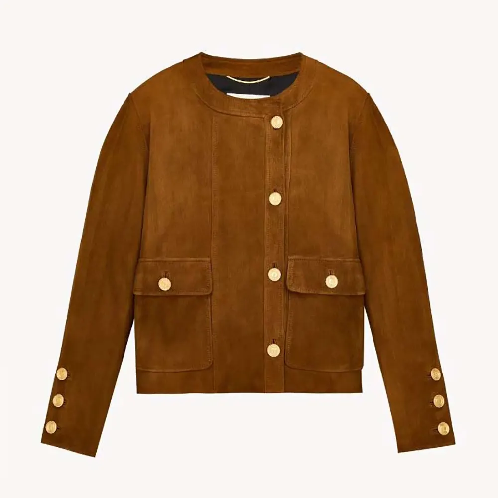 Saint Laurent YSL Women Short Jacket In Suede Lambskin 1 Saint Laurent YSL Women Short Jacket In Suede Lambskin