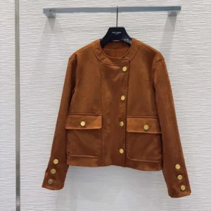 Saint Laurent YSL Women Short Jacket In Suede Lambskin