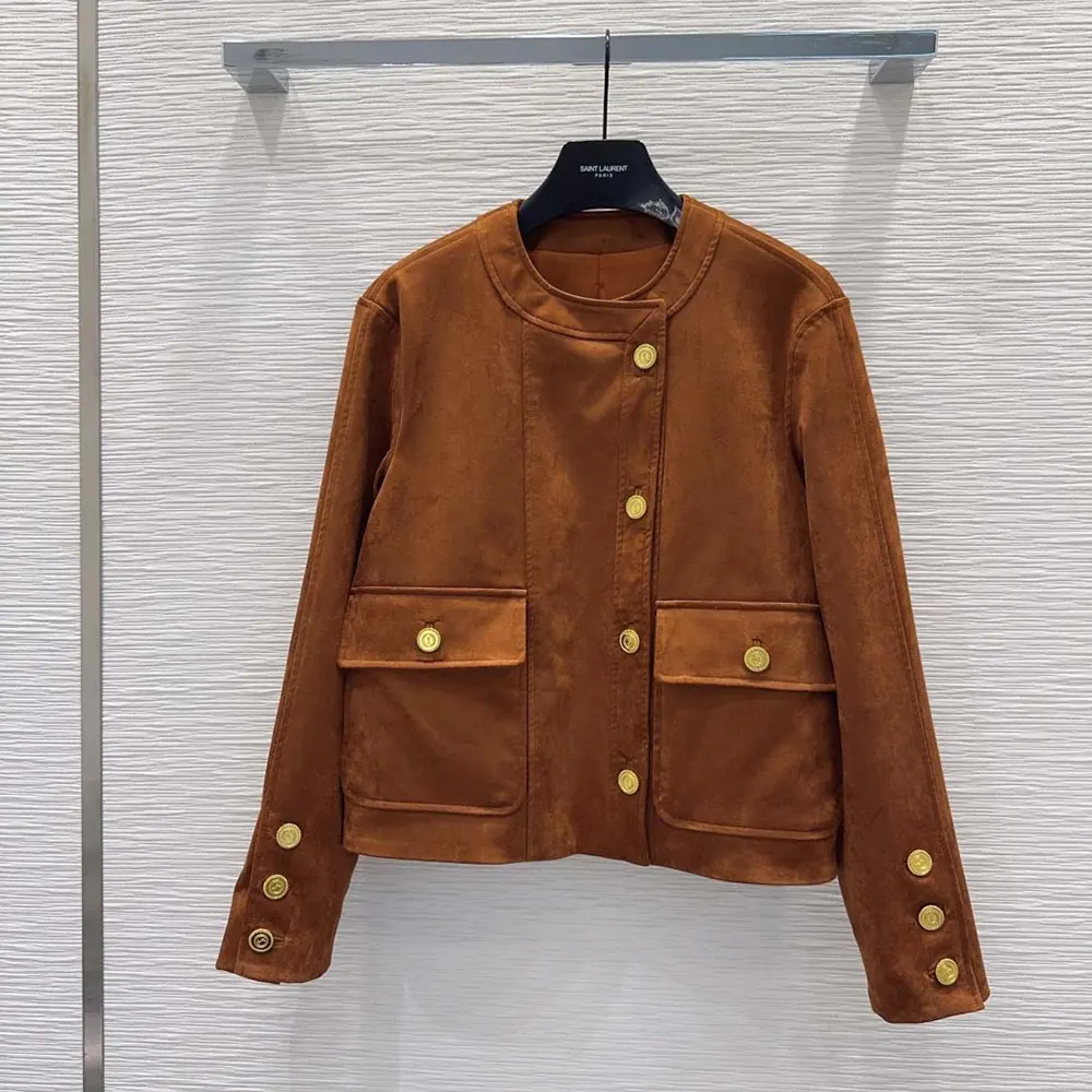 Saint Laurent YSL Women Short Jacket In Suede Lambskin 2 Saint Laurent YSL Women Short Jacket In Suede Lambskin