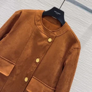 Saint Laurent YSL Women Short Jacket In Suede Lambskin