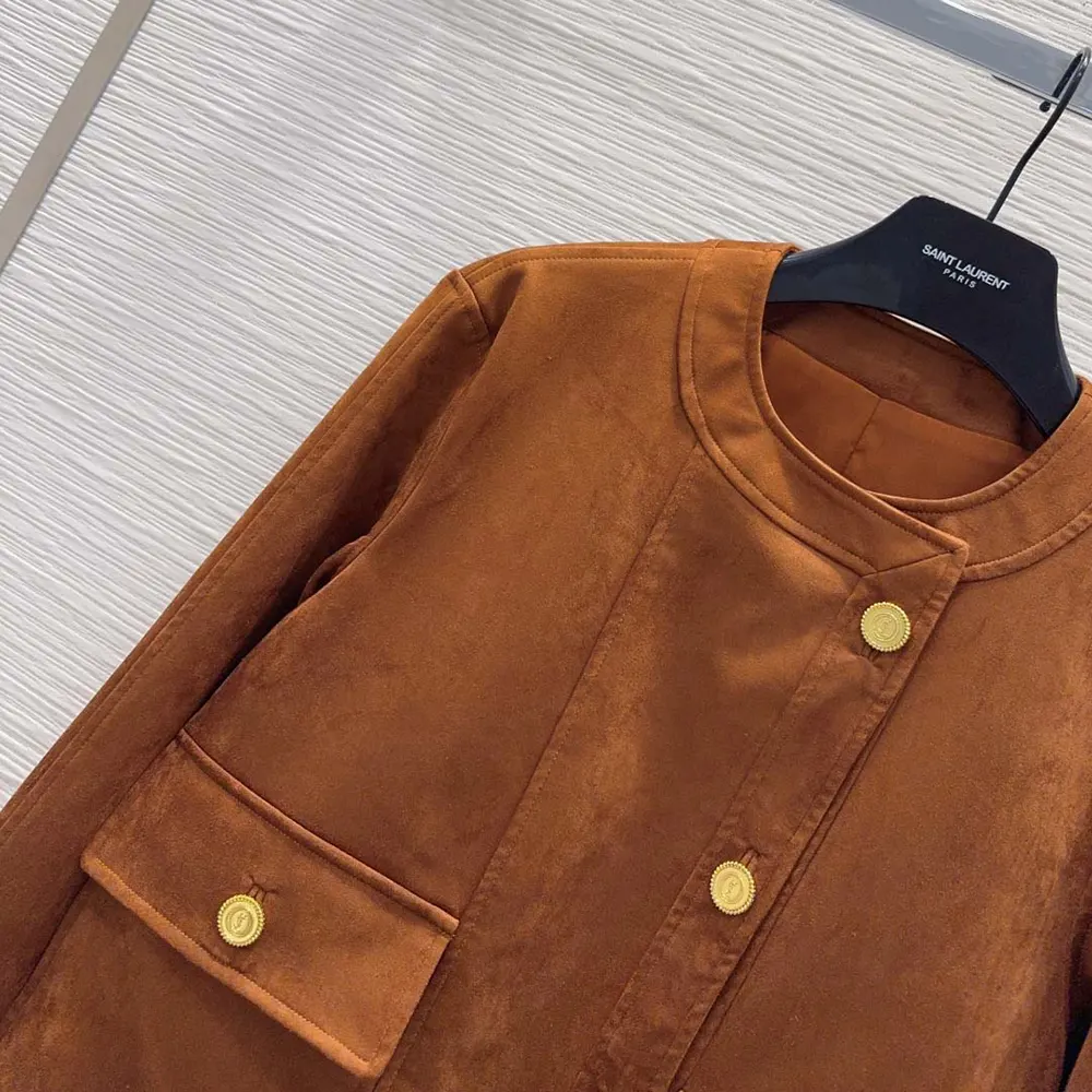 Saint Laurent YSL Women Short Jacket In Suede Lambskin 5 Saint Laurent YSL Women Short Jacket In Suede Lambskin