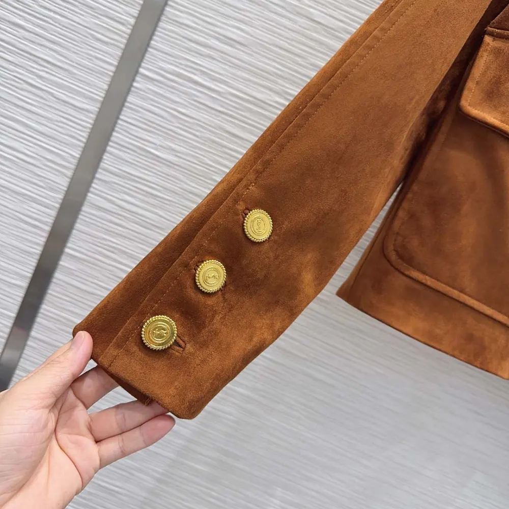 Saint Laurent YSL Women Short Jacket In Suede Lambskin 8 Saint Laurent YSL Women Short Jacket In Suede Lambskin