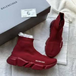 Balenciaga Women Speed Trainers Stretch Knit Trainers Red Textured Sole