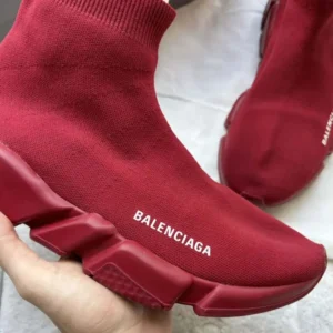 Balenciaga Women Speed Trainers Stretch Knit Trainers Red Textured Sole