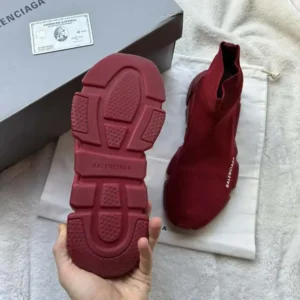 Balenciaga Women Speed Trainers Stretch Knit Trainers Red Textured Sole