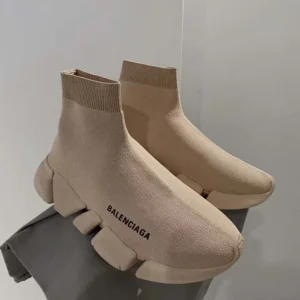 Balenciaga Women Speed Trainers Stretch Knit Trainers Sandy Textured Sole